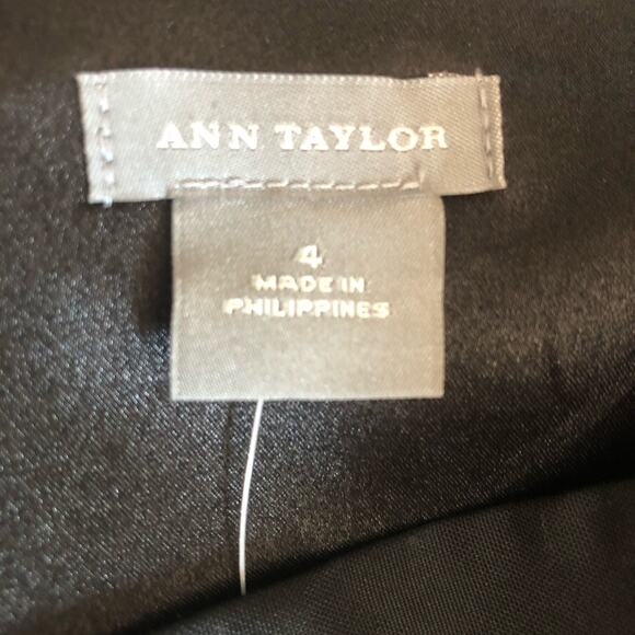 Ann Taylor black white floral off shoulder silk dress  size 4 NEW - Picture 11 of 12